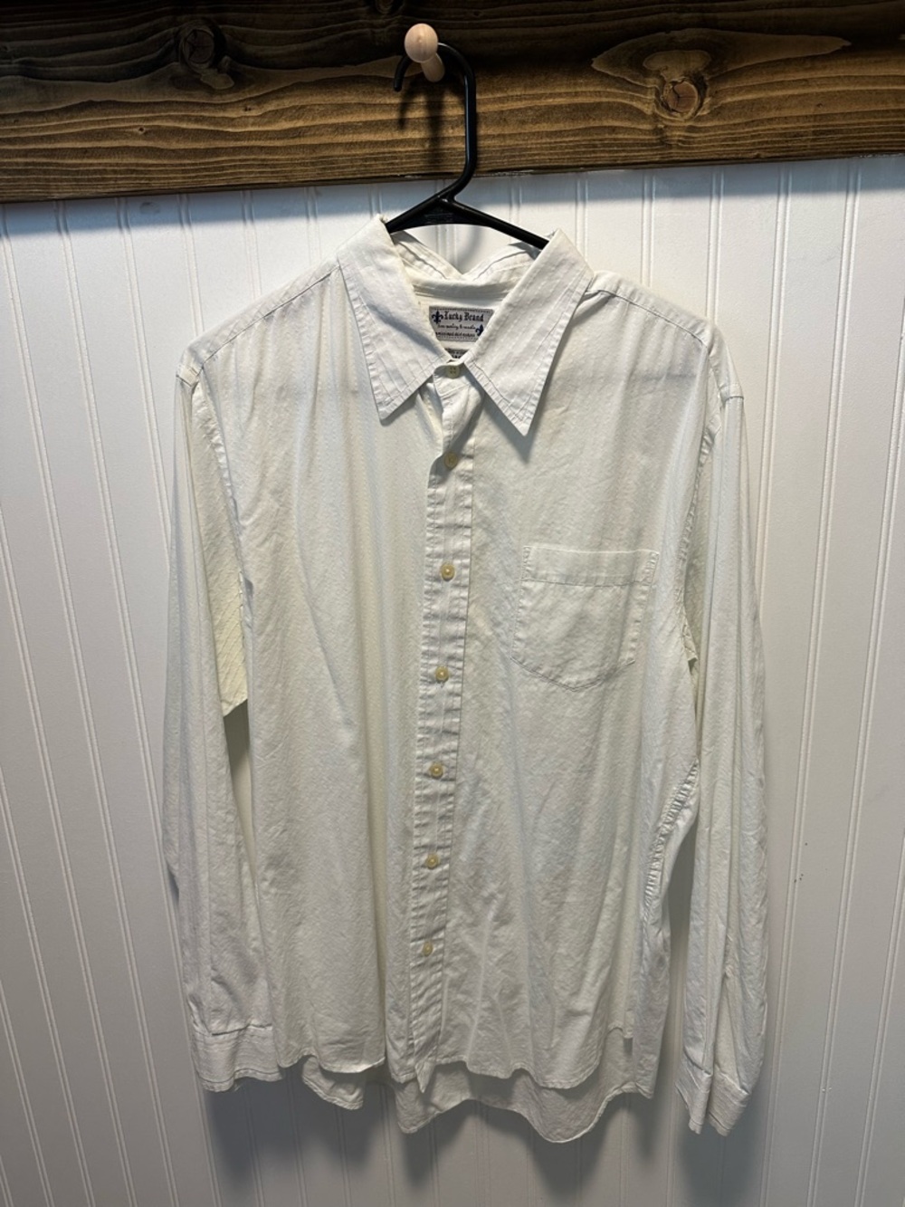 Lucky Brand White Long-Sleeve Button-Down Shirt